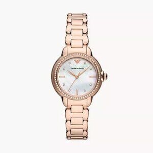 Emporio Armani Three-Hand Rose Gold-Tone Stainless Steel Watch - AR11523